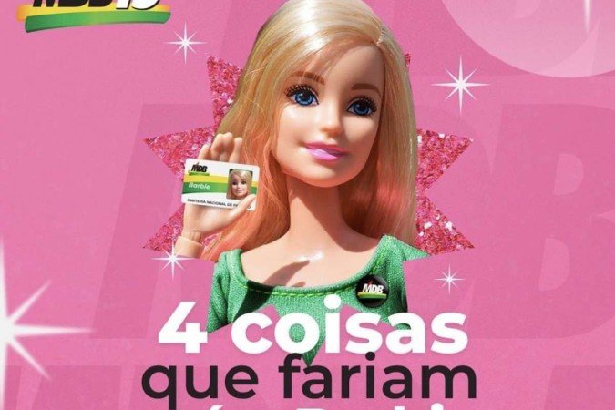  Crédito: Reprodução/Instagram. Eixo Capital. Card do MDB nacional na onda do filme da Barbie