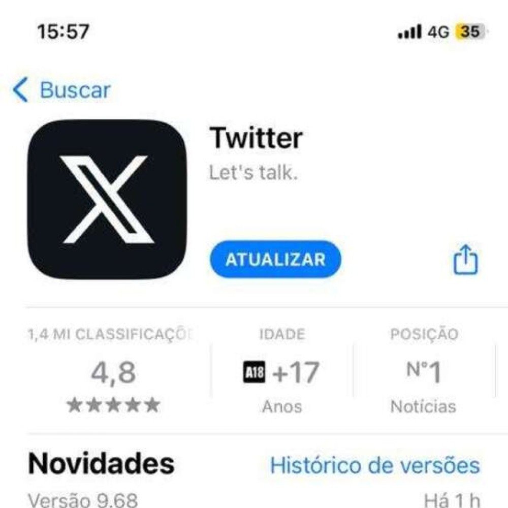 Para atualizar o aplicativo Twitter, o usuário deve 