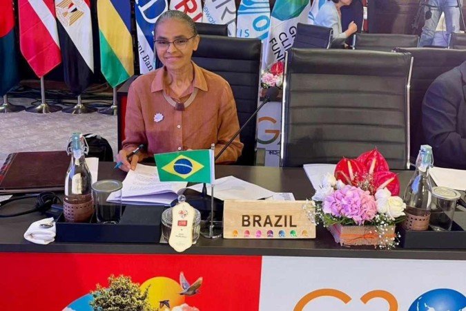 Marina Silva participou de reunião do G20 nesta sexta-feira (28/7) na Índia - (crédito: Reprodução) Marina Silva participou de reunião do G20 nesta sexta-feira (28/7) na Índia - (crédito: Reprodução)