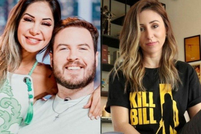 Ma&iacute;ra Cardi rebate ex de Thiago Nigro e diz que ela era bancada por coach -  (crédito: Reprodu&ccedil;&atilde;o/Instagram Ma&iacute;ra Cardi, Thiago Nigro e Camila Ferreira)