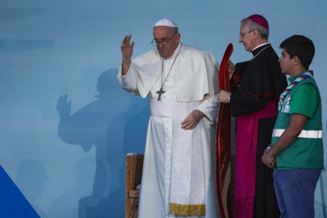 O Papa Francisco participa da cerimônia de boas-vindas do encontro de jovens católicos da Jornada Mundial da Juventude (JMJ) - (crédito: AFP) O Papa Francisco participa da cerimônia de boas-vindas do encontro de jovens católicos da Jornada Mundial da Juventude (JMJ) - (crédito: AFP)