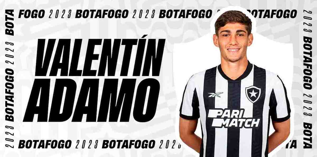 Atacante uruguaio Valentín Adamo, de 22 anos, é o novo jogador do Botafogo -  (crédito: Divulgação / Botafogo FR)
