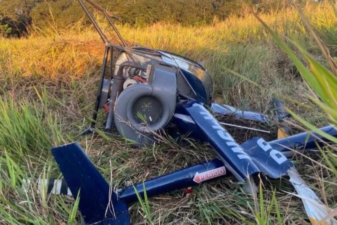 Helicóptero que caiu no Mato Grosso do Sul  -  (crédito: PMA/Reprodução)