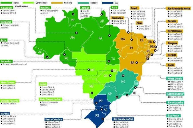 Campeonato Brasileiro Série A Map, Clubs