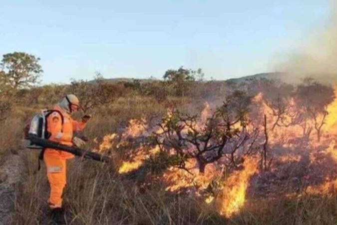 Furnas: incêndio destrói 10 hectares de mata em área de cânions - (crédito: EM Gerais) Furnas: incêndio destrói 10 hectares de mata em área de cânions - (crédito: EM Gerais)
