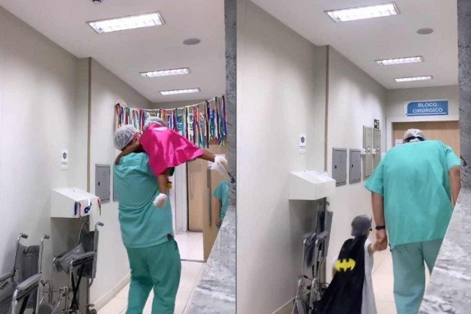 Médico viraliza ao transformar crianças em super-heróis durante ida à cirurgia -  (crédito: reprodução redes sociais)
