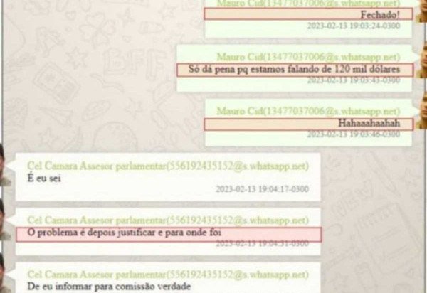 Mensagens trocadas entre Mauro Cid e Marcelo Costa Câmara, auxiliares de Bolsonaro, sobre restrições a venda de presentes oficiais 