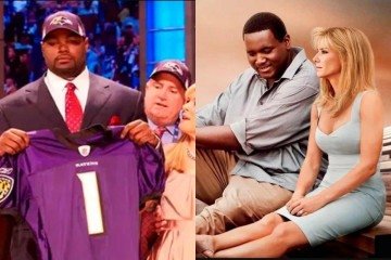 História de Michael Oher foi retratada no filme de 2009, que rendeu uma bilheteria de US$ 300 milhões e um Oscar para Sandra Bullock.

 -  (crédito: Fortis Films)