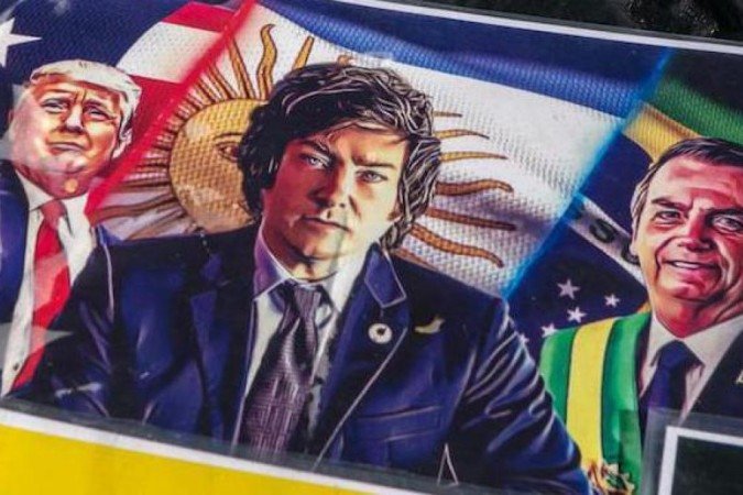 Cientista político aponta que Milei (na ilustração, ao centro) dá continuidade a onda da direita radical que inclui Trump e Bolsonaro — e as semelhanças estão mais na agenda política do que no estilo de fazer política - (crédito: Getty Images) Cientista político aponta que Milei (na ilustração, ao centro) dá continuidade a onda da direita radical que inclui Trump e Bolsonaro — e as semelhanças estão mais na agenda política do que no estilo de fazer política - (crédito: Getty Images)