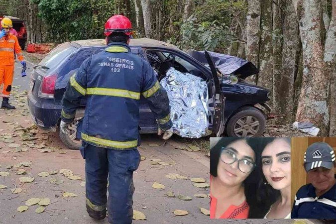 Pai, mãe e filha morrem com batida de carro contra árvore em rodovia de MG - (crédito: Corpo de Bombeiros de Guaxupé/Redes Sociais) Pai, mãe e filha morrem com batida de carro contra árvore em rodovia de MG - (crédito: Corpo de Bombeiros de Guaxupé/Redes Sociais)