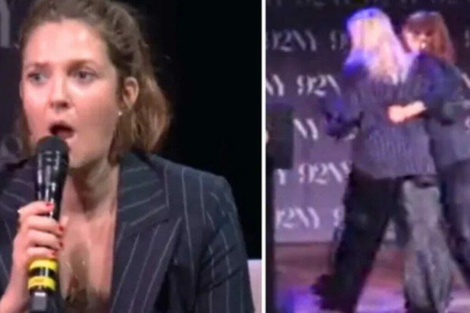 Drew Barrymore deixa palco às pressas ao reconhecer stalker em evento -  (crédito: Reprodução/Twitter/@PopCrave)