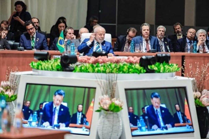 O presidente Luiz Inácio Lula da Silva (PT) discursou no segundo dia da Cúpula dos Brics, em Joanesburgo, África do Sul 23/8 - (crédito: Ricardo Stuckert) O presidente Luiz Inácio Lula da Silva (PT) discursou no segundo dia da Cúpula dos Brics, em Joanesburgo, África do Sul 23/8 - (crédito: Ricardo Stuckert)