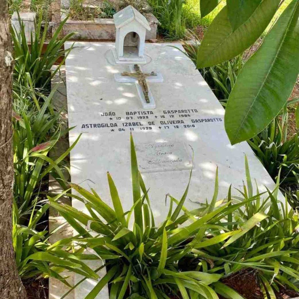 Sepultura onde os pais de Clelia est&atilde;o enterrados era decorada com ip&ecirc;s