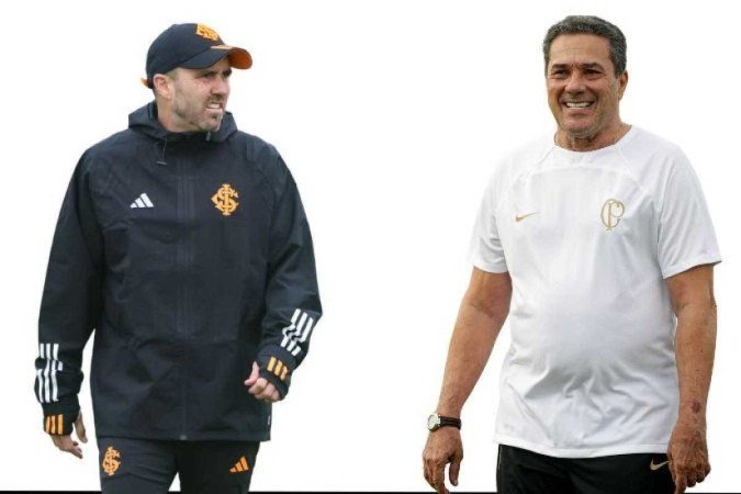 Eduardo Coudet e Vanderlei Luxemburgo são os mentores de Internacional e Corinthians -  (crédito: Ricardo Duarte/Internacional e Rodrigo Coca/Ag. Corinthians)
