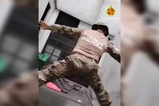 PMDF resgata urubu preso em poço de ventilação - (crédito: PMDF) PMDF resgata urubu preso em poço de ventilação - (crédito: PMDF)