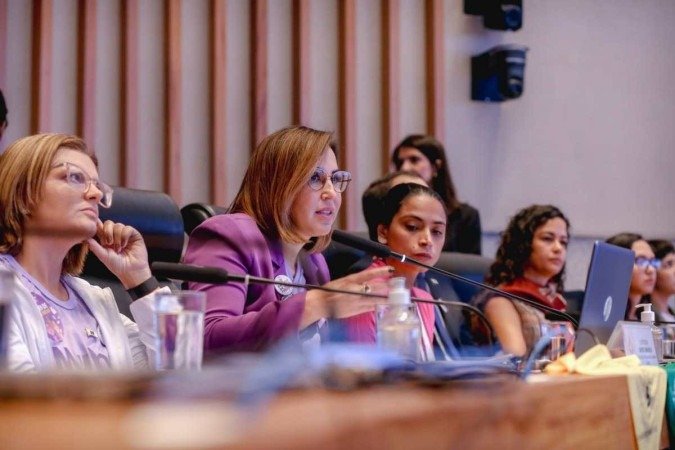Deputada Dayse Amarilio (PSB) fala durante audiência pública para discutir combate ao feminicídio no DF - (crédito: Ísis Dantas/Divulgação) Deputada Dayse Amarilio (PSB) fala durante audiência pública para discutir combate ao feminicídio no DF - (crédito: Ísis Dantas/Divulgação)