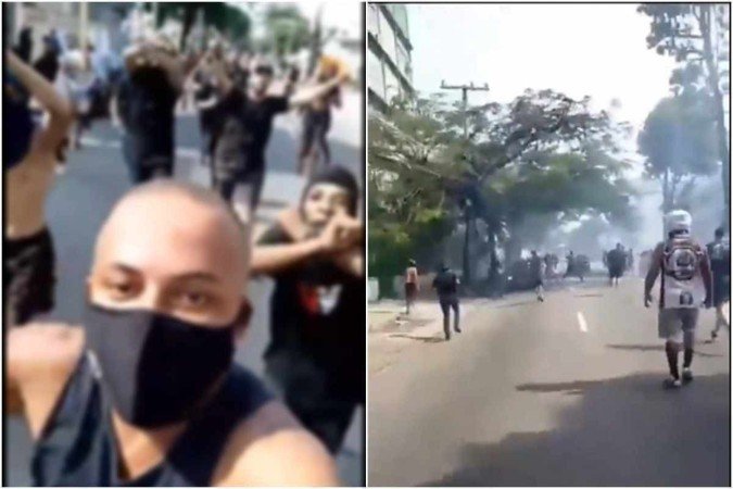 Vídeos compartilhados por perfis de futebol no Twitter mostram os momentos de conflito e violência entre as torcidas do Flamengo e do Botafogo - (crédito: Twitter @tudoaconteceRJ/Reprodução) Vídeos compartilhados por perfis de futebol no Twitter mostram os momentos de conflito e violência entre as torcidas do Flamengo e do Botafogo - (crédito: Twitter @tudoaconteceRJ/Reprodução)