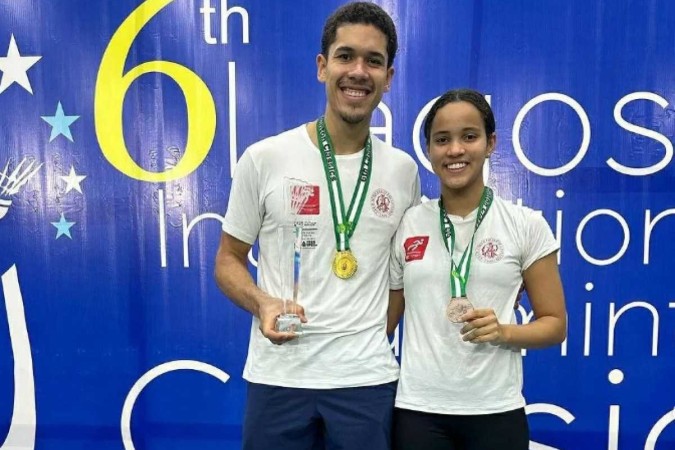 Jonathan Matias e Juliana Viana foram os principais nomes do Brasil no torneio internacional debadminton -  (crédito: Reprodução/Instagram)