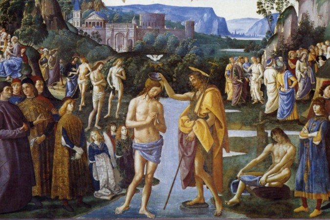 Batismo de Jesus, em pintura do século 15, de Perugino - (crédito: BBC) Batismo de Jesus, em pintura do século 15, de Perugino - (crédito: BBC)