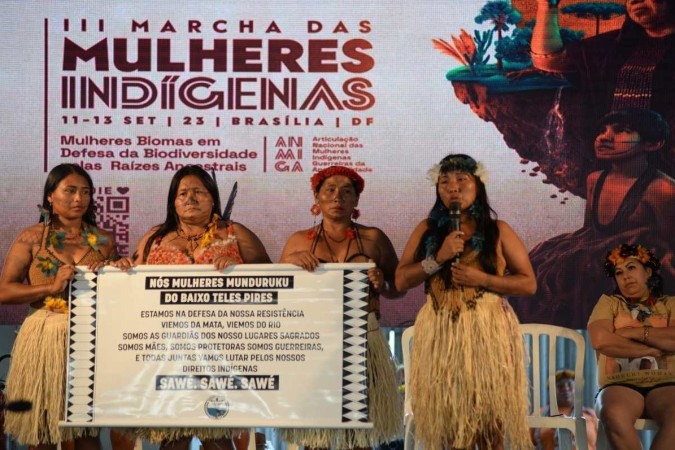 A marcha é promovida pela Articulação Nacional das Mulheres Indígenas Guerreiras da Ancestralidade (Anmiga) - (crédito: Minervino Júnior/CB/D.A.Press) A marcha é promovida pela Articulação Nacional das Mulheres Indígenas Guerreiras da Ancestralidade (Anmiga) - (crédito: Minervino Júnior/CB/D.A.Press)