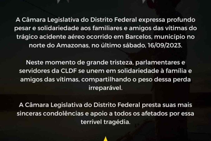 Nota de pesar da CLDF -  (crédito: CLDF)