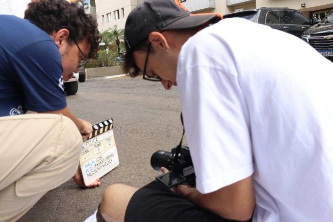 Bastidores das gravações. 