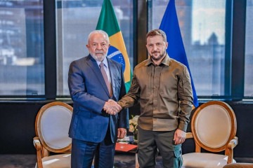 Presidente Lula durante encontro com o líder da Ucrânia, Volodymyr Zelensky, em Nova York, em setembro de 2023
       -  (crédito:  Ricardo Stuckert / PR)