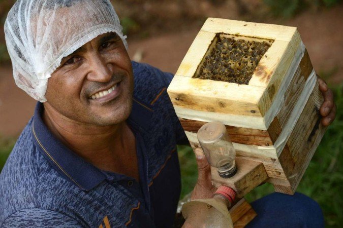  Criação de abelhas e produção de mel na Fercal. Na foto, Florisvaldo Florêncio.