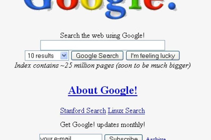 O Google, em 2005, retirou da página inicial site indexadores