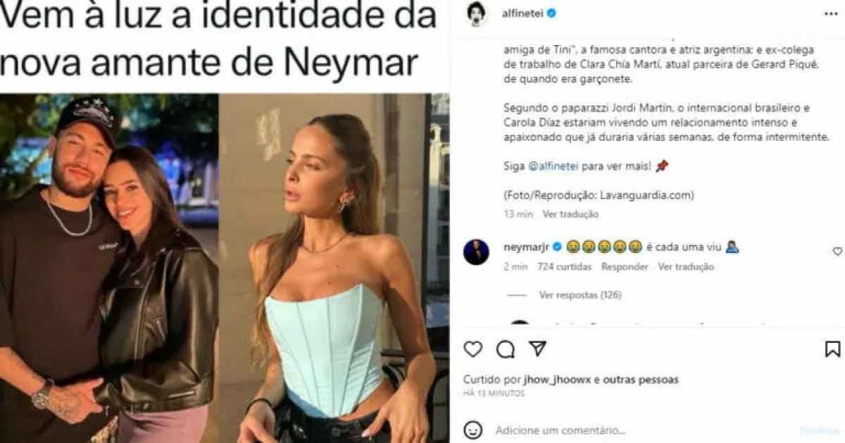 Neymar comentou em postagem