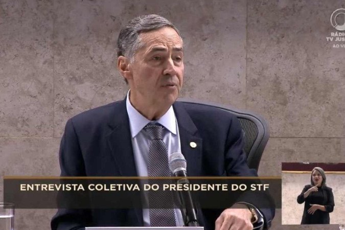 Barroso em entrevista coletiva -  (crédito: Reprodução/TV Justiça)