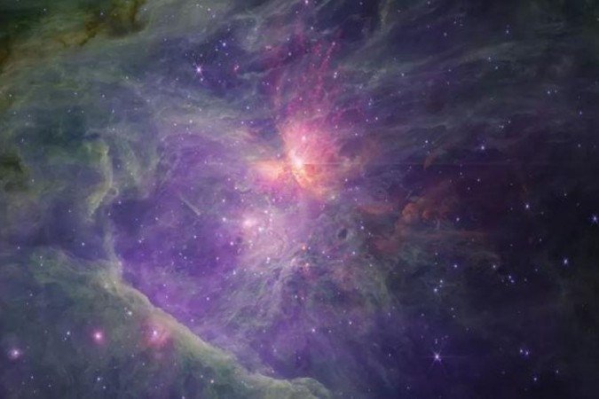 A nebulosa de Orion é visível a olho nu como uma leve mancha - (crédito: NASA/ESA/CSA/MCCAUGHREAN & PEARSON) A nebulosa de Orion é visível a olho nu como uma leve mancha - (crédito: NASA/ESA/CSA/MCCAUGHREAN & PEARSON)