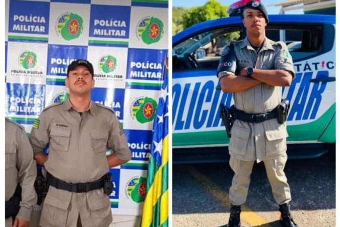 O soldado Pedro Felipe Nóbrega (à esquerda) e o cabo Wenderson André da Silva se afogaram durante uma perseguição a um criminoso no Rio São Bartolomeu, em Cristalina (GO) -  (crédito: Arquivo pessoal)