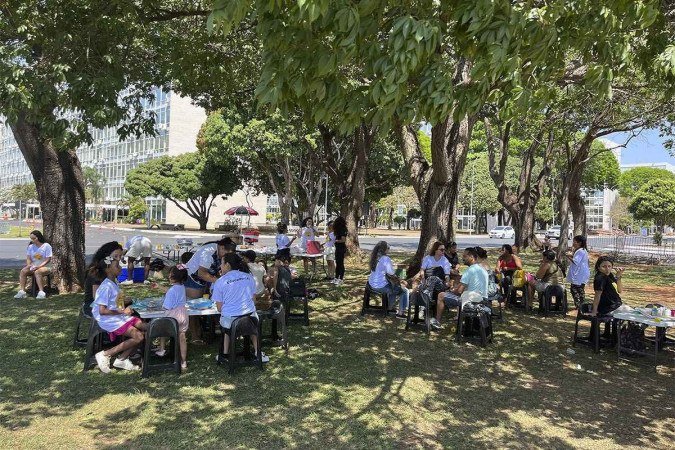 Voluntários da Escola do Cerrado ministram aulas no projeto. 