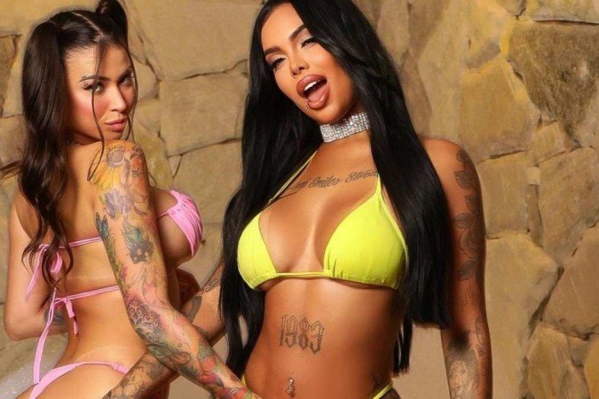 DJ Nathi e MC Pipokinha viralizaram nas redes sociais após se beijarem em live -  (crédito: Reprodução Instagram)