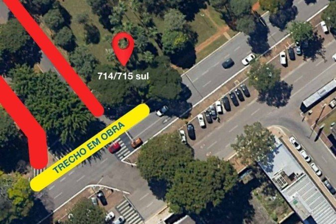 Acesso às quadras 714/715 Sul será interditado na segunda-feira (9/10)
- (crédito: Divulgação/ Secretaria de Obras e Infraestrutura) Acesso às quadras 714/715 Sul será interditado na segunda-feira (9/10)
- (crédito: Divulgação/ Secretaria de Obras e Infraestrutura)