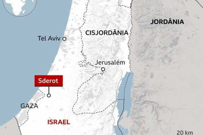 Mapa do conflito entre Israel e Palestina