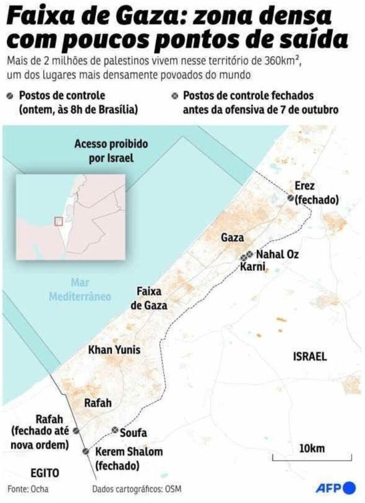 Veja a densidade demográfica do enclave palestino 