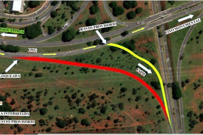 A alteração faz parte da requalificação para implantação de corredor exclusivo para o transporte coletivo no canteiro central. -  (crédito: Divulgação/ Secretaria de Obras)