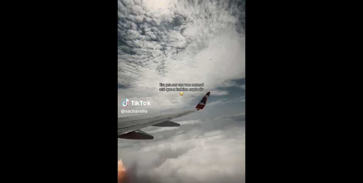 Segundo a empresa aérea Gol, o incidente ocorreu por problema técnico no motor -  (crédito: Reprodução/TikTok/@sacharello)