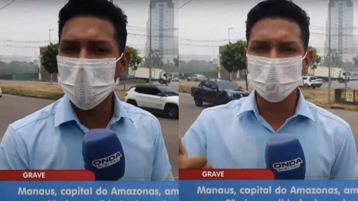 Repórter se revolta ao vivo com dificuldade para respirar em Manaus