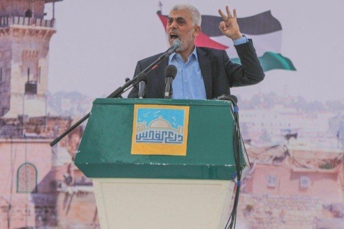 Yahya Sinwar, chefe do Hamas em Gaza, foi identificado como o principal alvo de Israel -  (crédito:  Ahmed Zakot/SOPA Images/LightRocket)