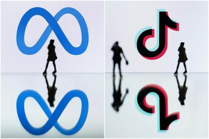 Logos da empresa Meta e da rede social TikTok - (crédito: SEBASTIEN BOZON / AFP) Logos da empresa Meta e da rede social TikTok - (crédito: SEBASTIEN BOZON / AFP)