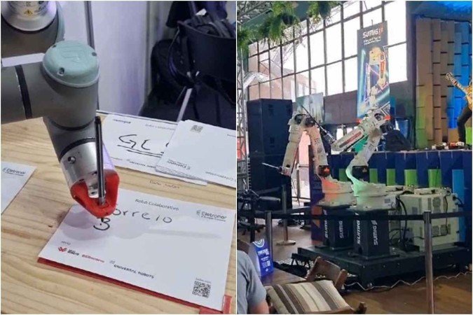 Robôs tiveram funções modificadas para interagirem com o público
- (crédito: Ingrid Soares/Correio Braziliense) Robôs tiveram funções modificadas para interagirem com o público
- (crédito: Ingrid Soares/Correio Braziliense)