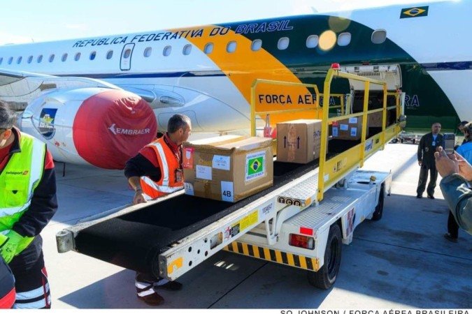 Avião com duas toneladas de alimentos doadas pelo MST será enviado nesta segunda (30/10) ao Egito, que faz fronteira com a Faixa de Gaza - (crédito: FAB/Divulgação) Avião com duas toneladas de alimentos doadas pelo MST será enviado nesta segunda (30/10) ao Egito, que faz fronteira com a Faixa de Gaza - (crédito: FAB/Divulgação)