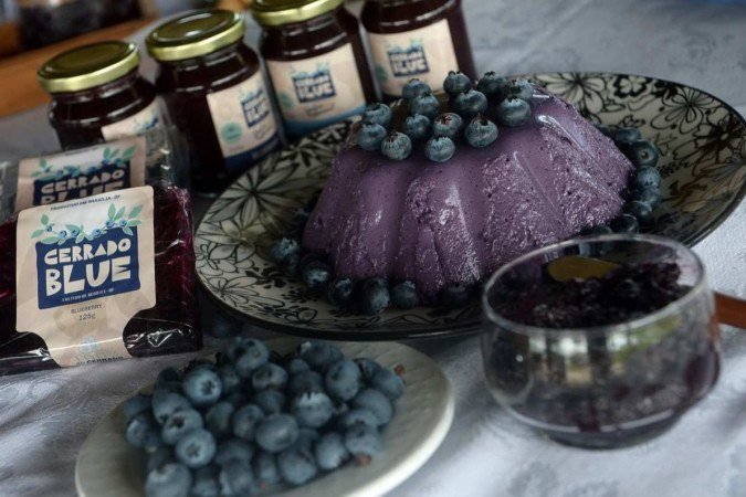  31/10/2023 Credito: Ed Alves/CB/DA.Press. Cidades. Produção de Mirtilo e os produtos com a Fruta. Produtoras - irmãs e Socias Leandra Lima (boné) e Zuliene Lima. 