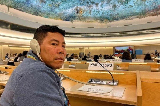 Na ONU, Tymbektodem denunciou, em 28 de setembro, a invasão na terra em que vive por madeireiros ilegais - (crédito: Luiza Buchaul/ Conectas) Na ONU, Tymbektodem denunciou, em 28 de setembro, a invasão na terra em que vive por madeireiros ilegais - (crédito: Luiza Buchaul/ Conectas)