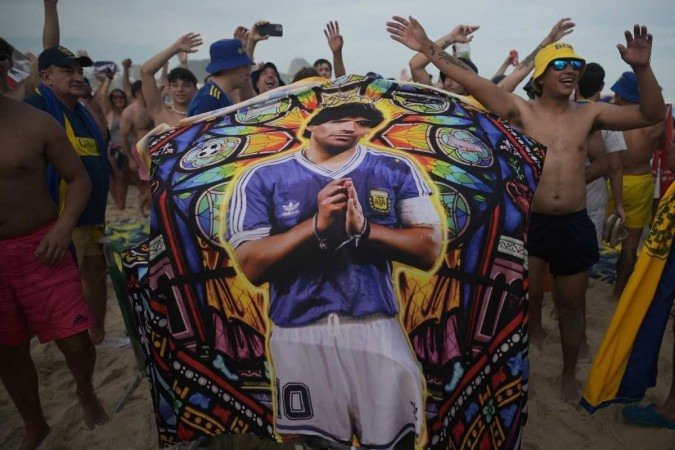 Torcida do Boca Juniors na Praia de Copacabana - (crédito: AFP) Torcida do Boca Juniors na Praia de Copacabana - (crédito: AFP)