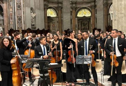  Orquestra  de criança cidadã no Vaticano  -  (crédito:  Ana Dubeux/CB)