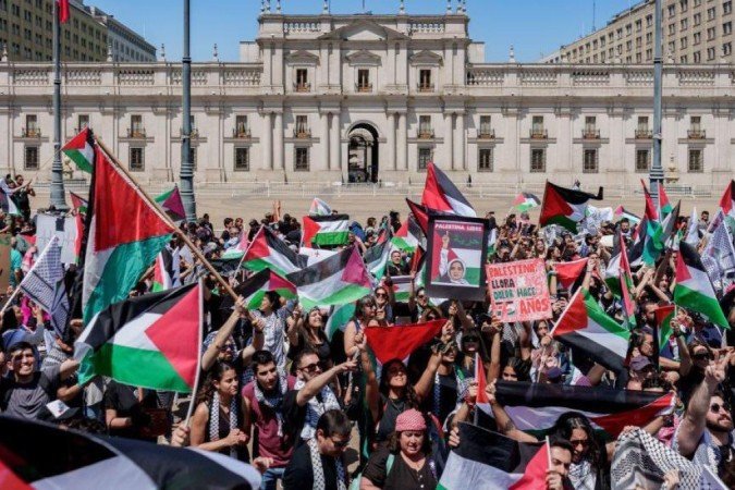 Comunidade palestina no Chile fez protestos após início da guerra - (crédito: Getty Images) Comunidade palestina no Chile fez protestos após início da guerra - (crédito: Getty Images)
